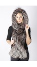 Silver fox fur hood-scarf